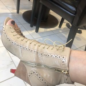 Open toe lace leather shoes